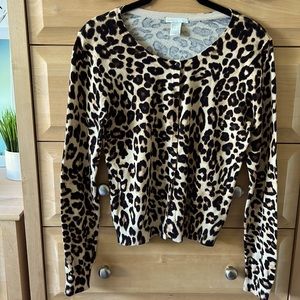 H&M Basic Leopard Print Cropped Cardigan